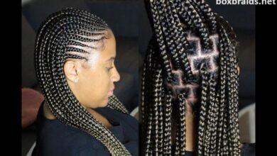 half cornrows and box braids