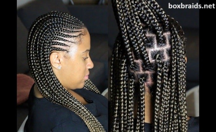 half cornrows and box braids