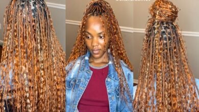 bohemian box braids with color