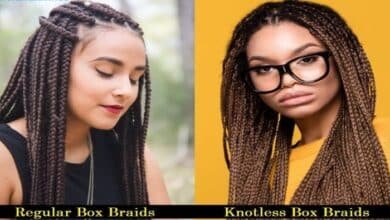 box braids vs knotless