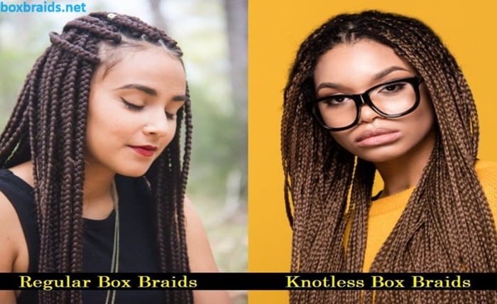 box braids vs knotless