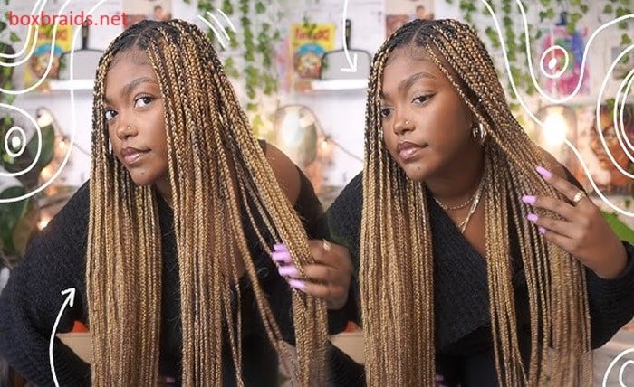 mixed brown and blonde box braids