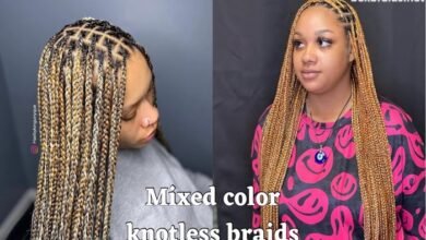 mixed colored box braids