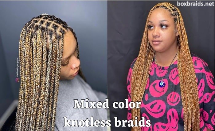 mixed colored box braids