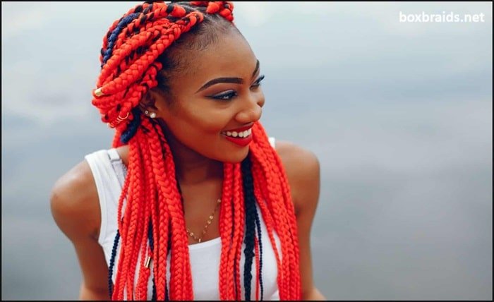 red box braids