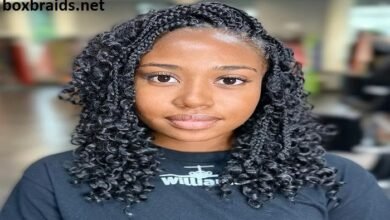 medium box braids with curls