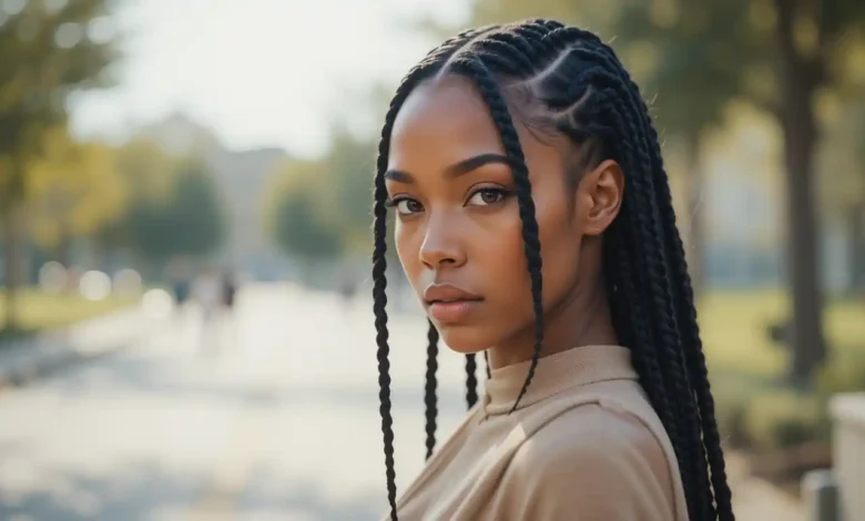 Embracing the Elegance Medium Sized Neat Box Braids Unleashed